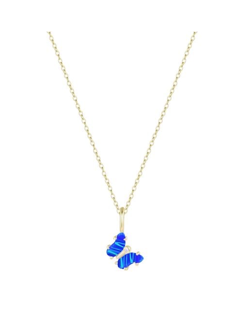 KAMARIA Metallic Mini Opal Butterfly Charm Necklace