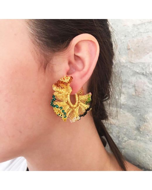 Lavish by Tricia Milaneze Multicolor Multi & Gold Rio Handmade Hoops