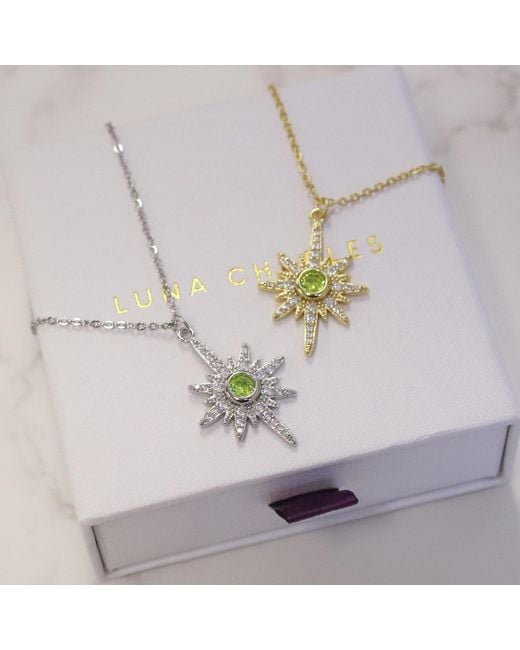 Luna Charles Metallic Heidi North Star Birthstone Necklace August