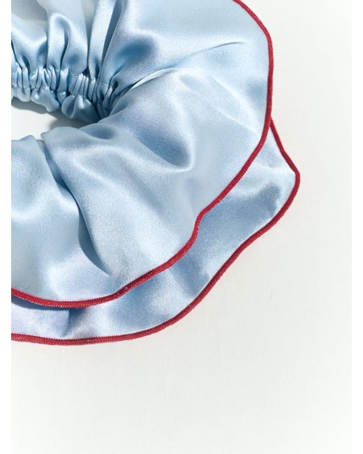 Lost Pattern Blue Maxi Flower Double-Layer Oversized Silk Scrunchie