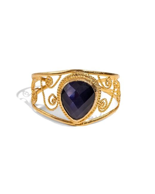Ebru Jewelry Metallic Vintage Cat Eye Chunky Cuff Bracelet