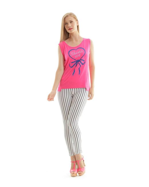 Conquista Pink Sleeveless Print Top