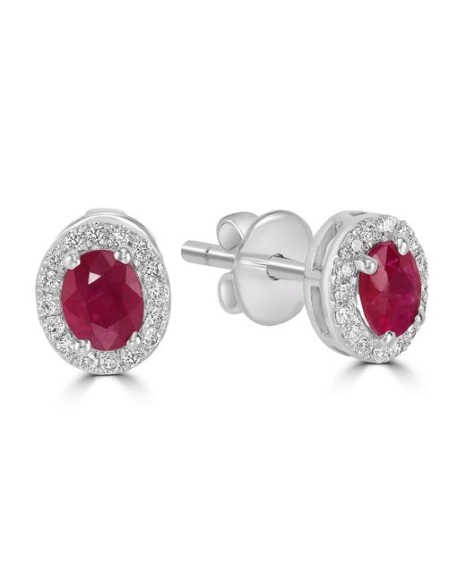 Artisan Pink Natural Ruby & Diamond Halo Stud Earrings