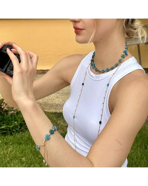 Farra Blue Heart-Shaped Apatite Adjustable Bracelet