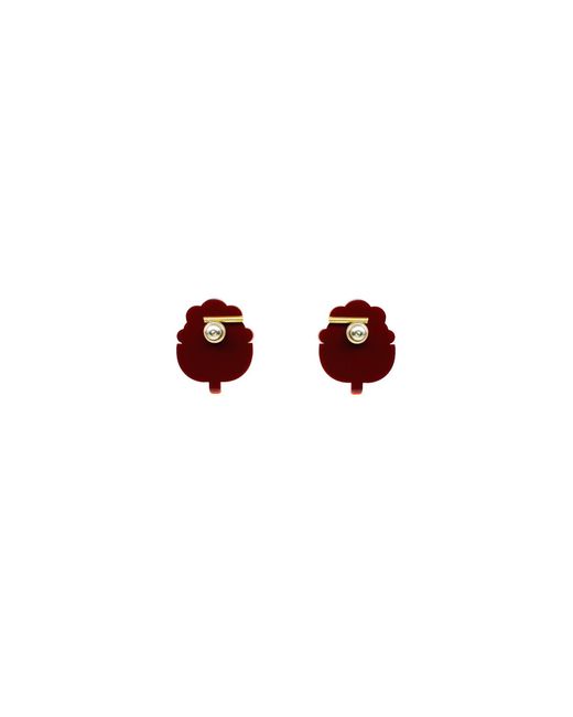 Gissa Bicalho Red Handmade Acrylic Earring Petunia Small
