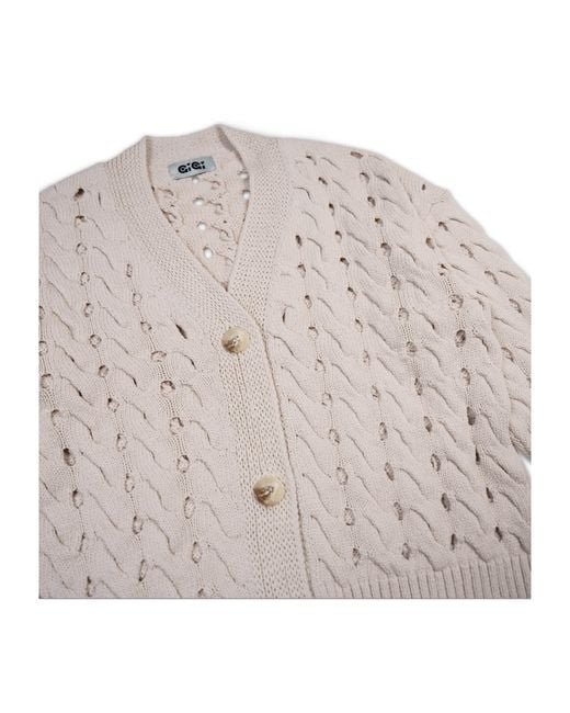 Gigi Knitwear Gray Neutrals Open Cable Cotton Cardigan