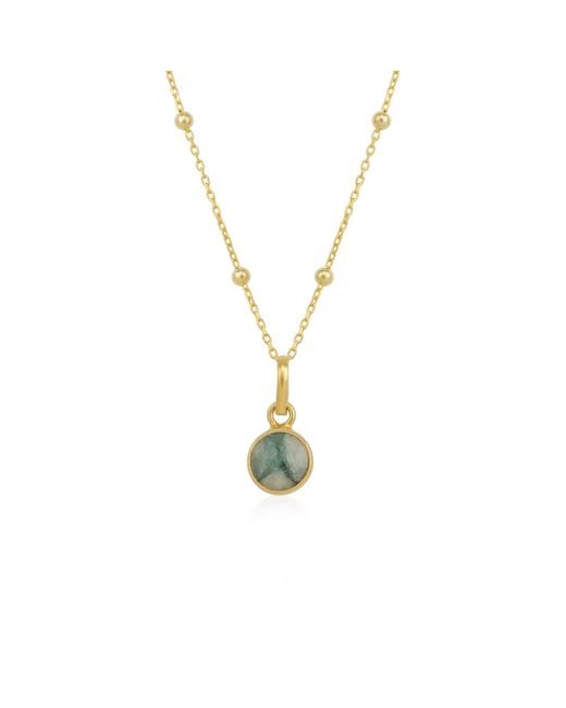 Spero London Metallic Sterling Natural Round Pendant Necklace With Beaded Chain