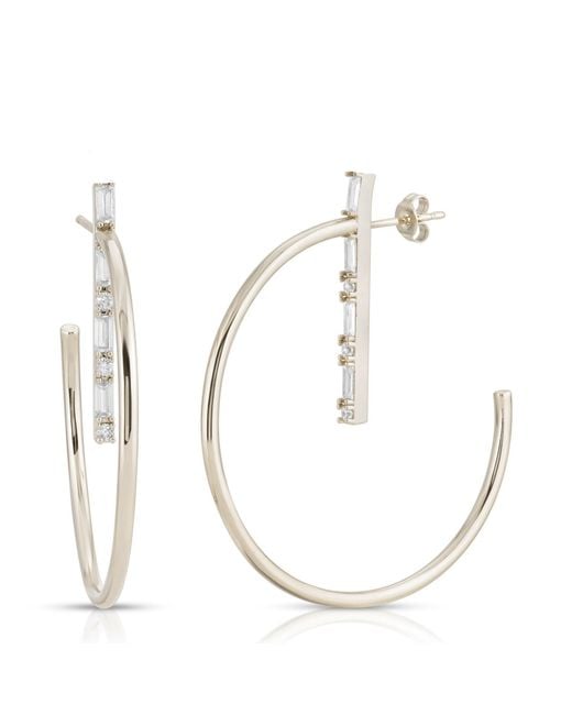 Glamrocks Jewelry Metallic Baguette Bar Hoops
