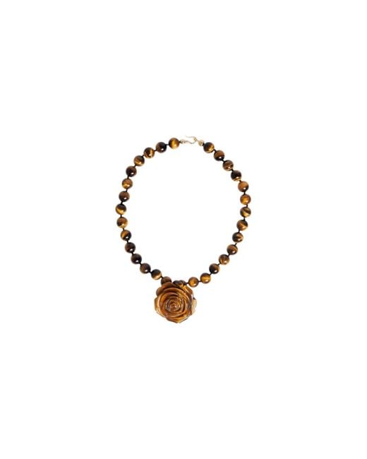 A'miss White Amber Rose Necklace