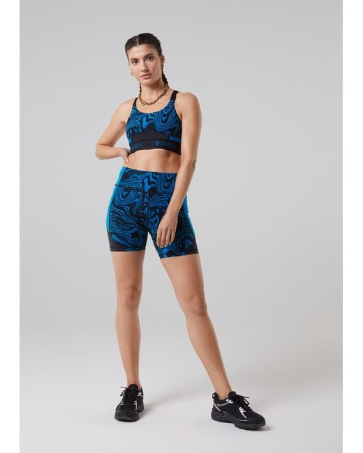VIEREN Blue Prowess Print Block Shorts