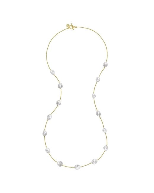 Dower & Hall Metallic Baroque Pearl Chain Long Necklace