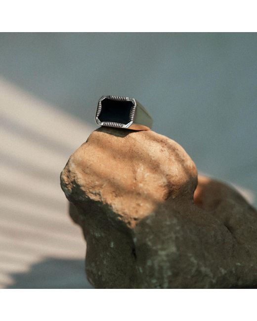 The Jewelz Black Pulse Onyx Signet Ring for men