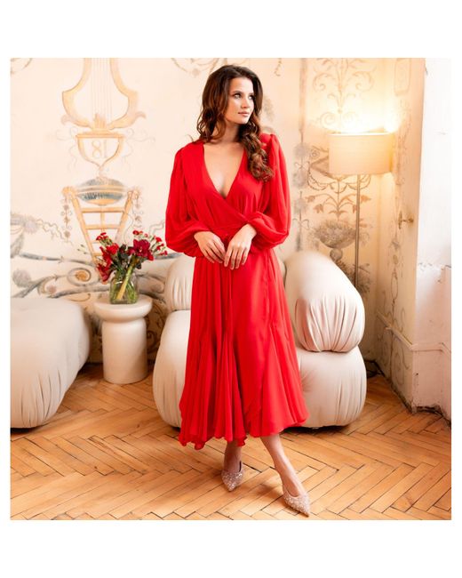 KÂfemme Chiffon Layered Boho Long Sleeve Dress