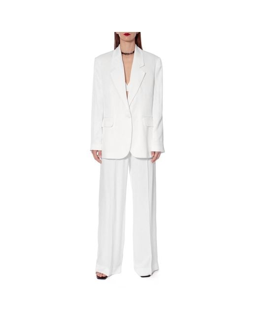 AGGI by HALEWSKI White Bellamy Bright Satin Blazer