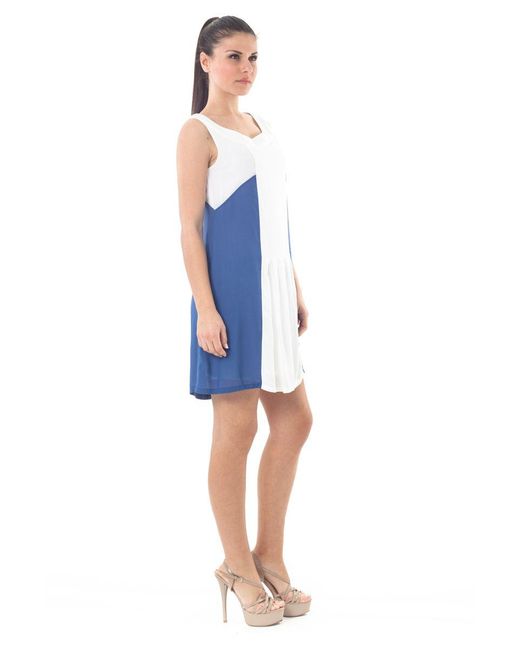 Conquista Blue A-Line Panelled Mini Dress