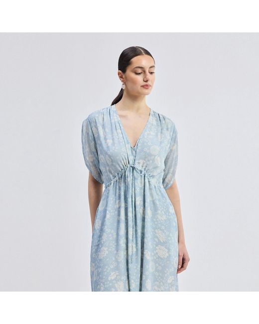 REISTOR Blue Maxi Gathered Dress