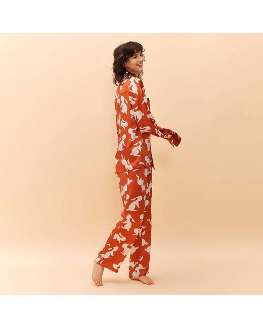 Silkinc Orange Rabbit Silk Pajamas Set