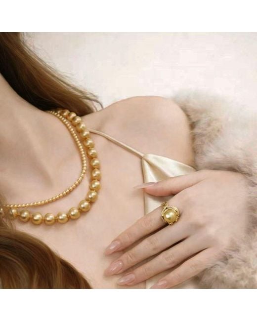 Ninemoo Metallic Soleil Golden Pearl Necklace – Petit