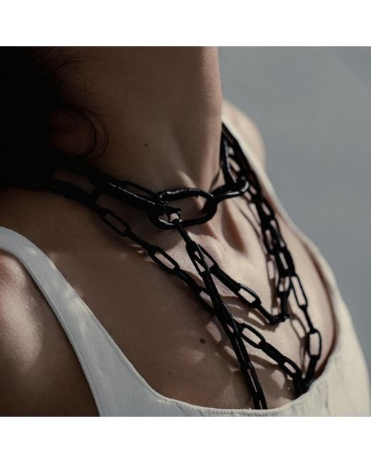 WAIWAI Black Multifunctional Leather Chain Necklace