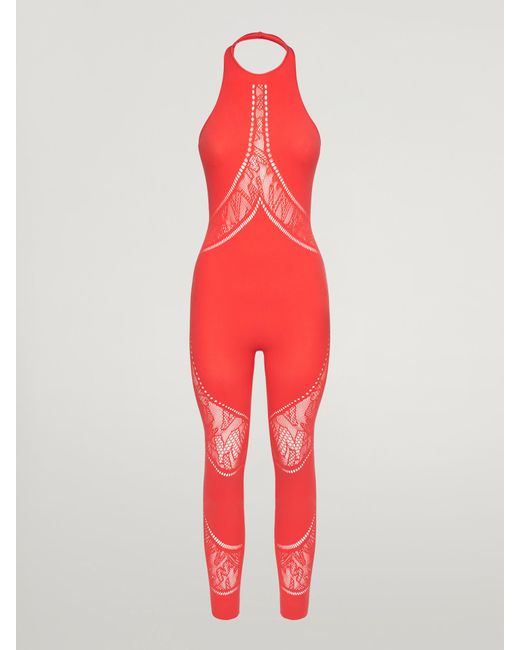 Sporty Logo Net Jumpsuit, Femme, , Taille Wolford en coloris Red