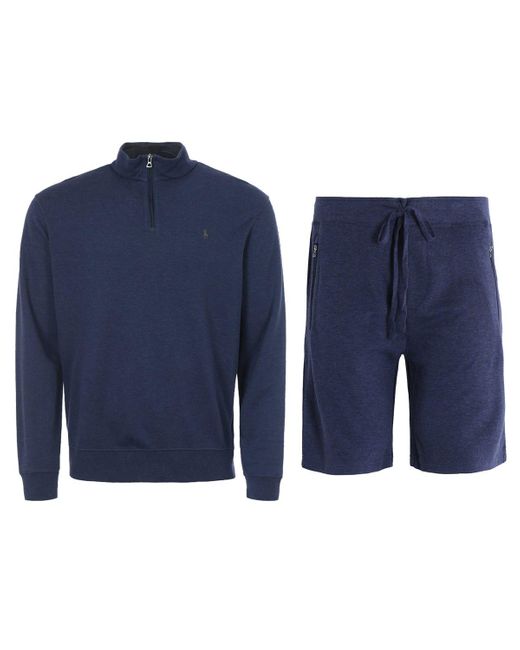Polo Ralph Lauren Cotton Luxury Jersey Half Zip Sweatshirt & Shorts Set