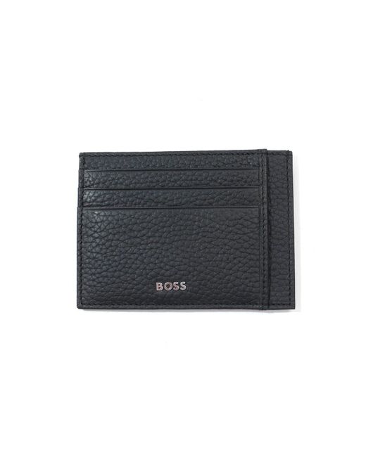 BOSS by HUGO BOSS Sustainable Italian Leather Card Holder in Black for