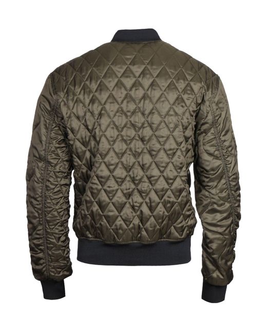 McQ Silk Military Green Quilted Bomber Jacket for Men - Lyst