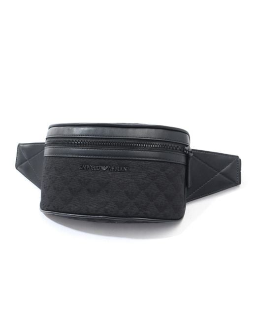 Emporio Armani Synthetic Jacquard Eagle Logo Waist Bag in Black for Men
