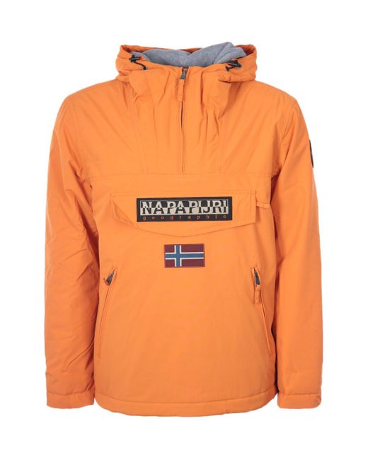 Napapijri Synthetic Rainforest Winter Pocket Anorak Jacket in Orange