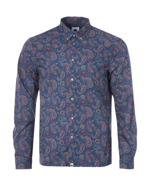 Pretty Green Cotton Alloway Paisley Shirt in Blue for Men | Lyst