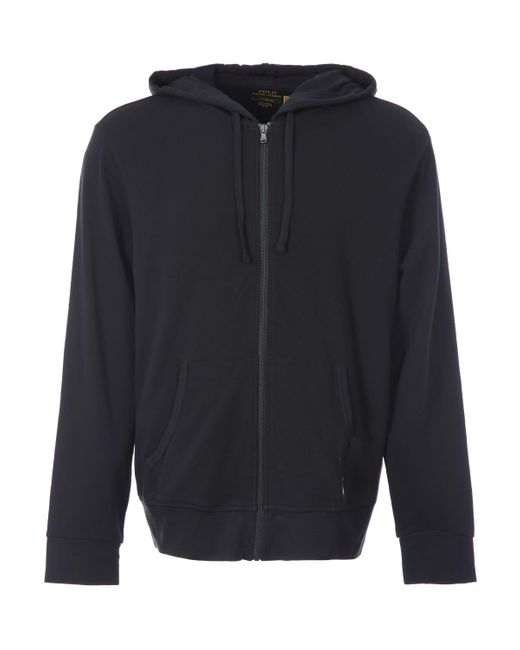 Polo Ralph Lauren Cotton French Terry Lounge Zip Up Hoodie in Black ...