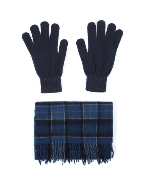 Barbour Tartan Scarf & Glove Gift Box Set in Navy (Blue) for Men | Lyst