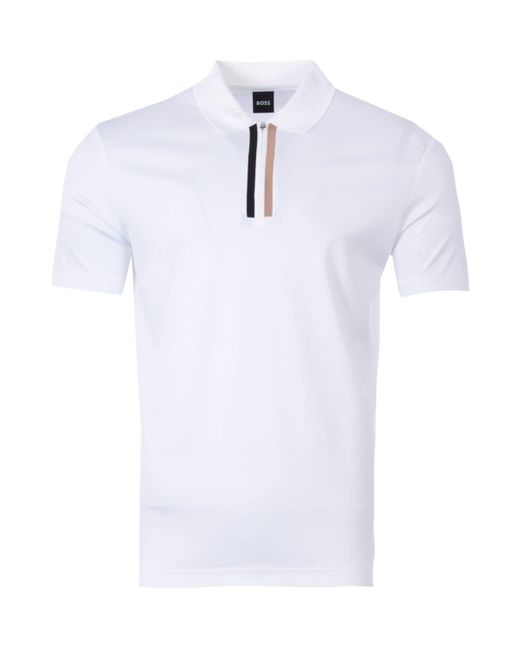 BOSS by HUGO BOSS Paras Mercerised Cotton Zip Placket Polo Shirt in