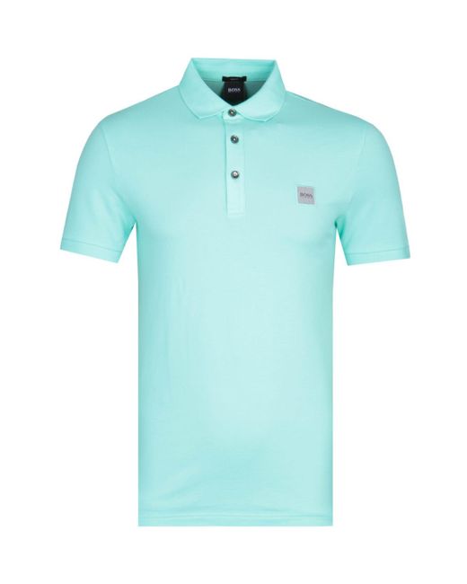 BOSS by HUGO BOSS Passenger Slim Fit Open Mint Green Pique Polo Shirt for  Men | Lyst UK