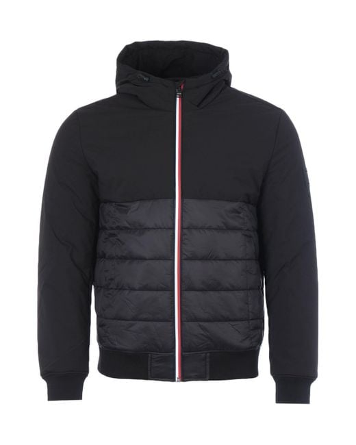 Tommy Hilfiger Synthetic Mixed Media Padded Hooded Jacket in Black for ...