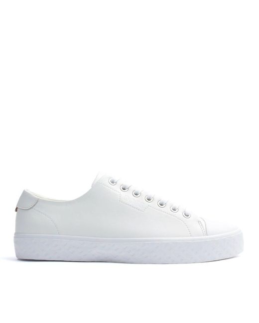 BOSS by HUGO BOSS Leather Aiden Monogram Sole Trainers in White for Men ...