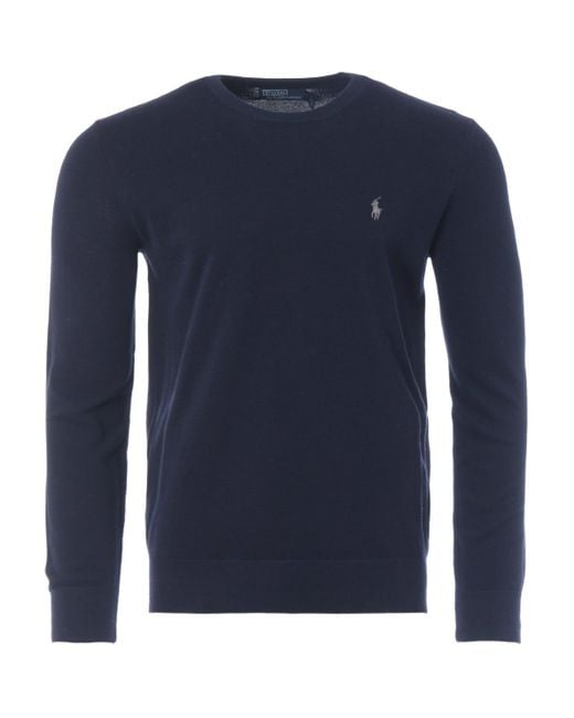 Polo Ralph Lauren Cotton Mesh Knit Crew Neck Sweater in Navy (Blue) for Men Lyst Australia