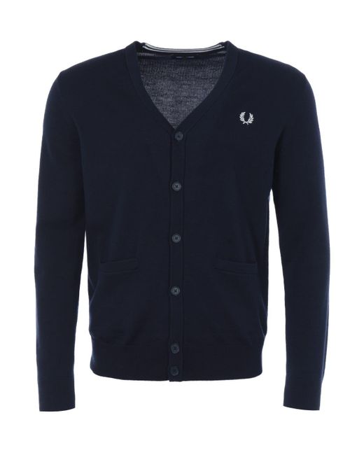 Fred Perry Classic Merino Wool Blend Cardigan in Navy (Blue) for Men - Lyst