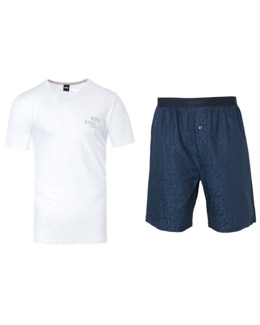 BOSS by HUGO BOSS Cotton Bodywear Urban Pyjama Shorts Set in Blue for