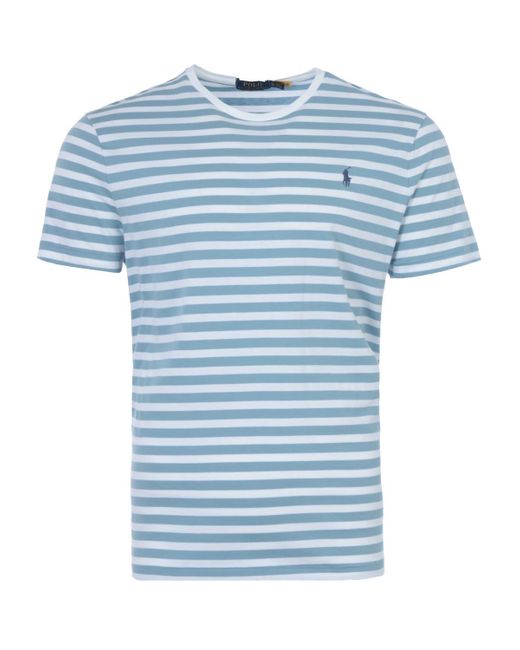 Polo Ralph Lauren Cotton Classic Stripe Custom Slim Fit T shirt In Blue 