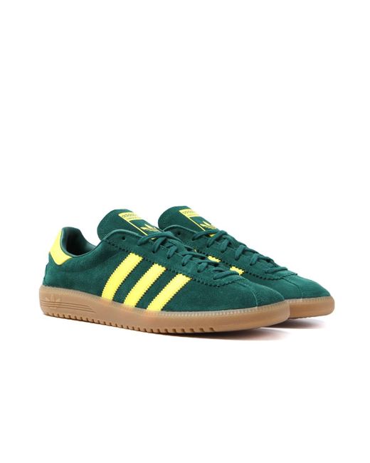 adidas Originals Leather Bermuda Collegiate Green & Shock Yellow Trainers  for Men | Lyst