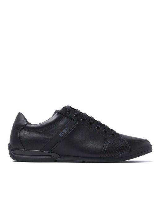 BOSS by HUGO BOSS Saturn Lowp Leather Trainers in Black for Men | Lyst UK