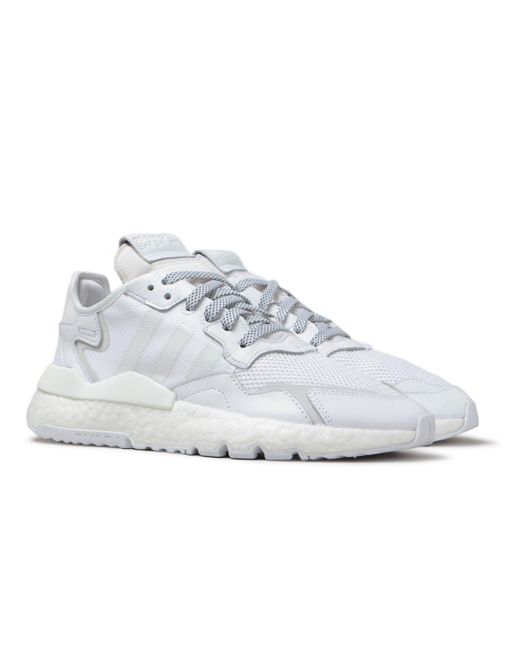 adidas originals white and grey nite jogger trainers