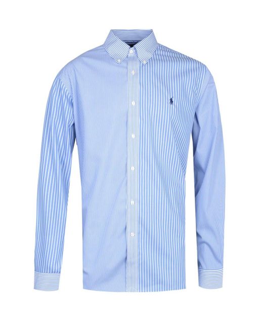 Polo Ralph Lauren Cotton Button Down Long Sleeve Striped Shirt in Blue ...