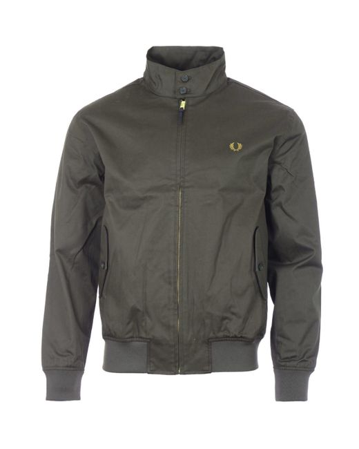 Fred Perry Waxed Cotton Harrington Jacket in Green for Men Lyst UK