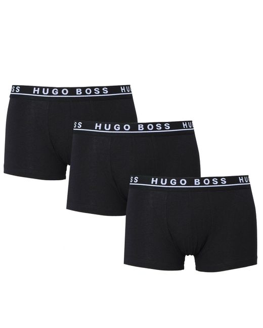 BOSS by Hugo Boss Cotton Bodywear Three Pack Regular Rise Black Boxer  Trunks for Men - Lyst