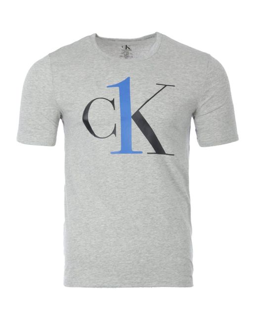 Calvin Klein Cotton Lounge Ck Logo Crew Neck T-shirt in Grey (Grey) for ...