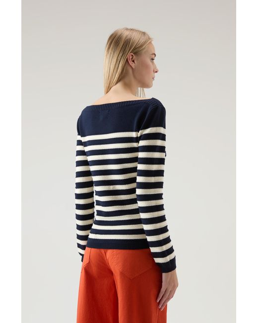 Woolrich Red Pure Cotton Sweater With Boat Neckline