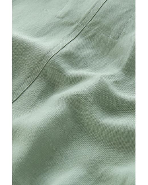 Woolrich Green Overshirt In Linen Blend