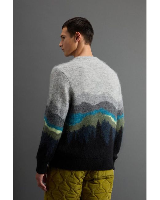 Woolrich Blue Mohair- And Wool-Blend Sweater With Gradient Motif By Todd Snyder for men